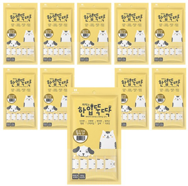 한입뚝딱 짜먹는 강아지 간식 닭고기와 황태, 혼합맛(닭고기/황태), 60g, 10개