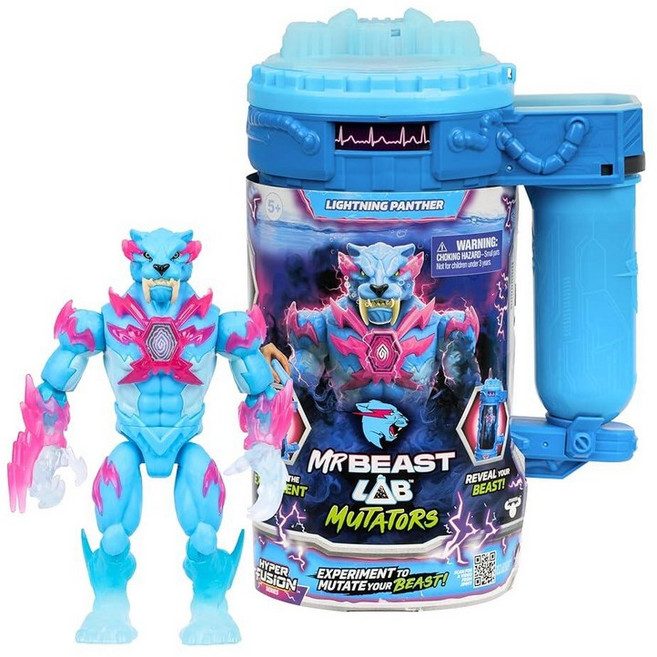 MrBeast Lab Hyper Fusion Mutators 번개 표범 실험 및 생성 돌연변이 액체 추가 지문 스캐너를 누르고 팬서를 드러내십시오 20개 이상의 관절, 라이트닝 팬서