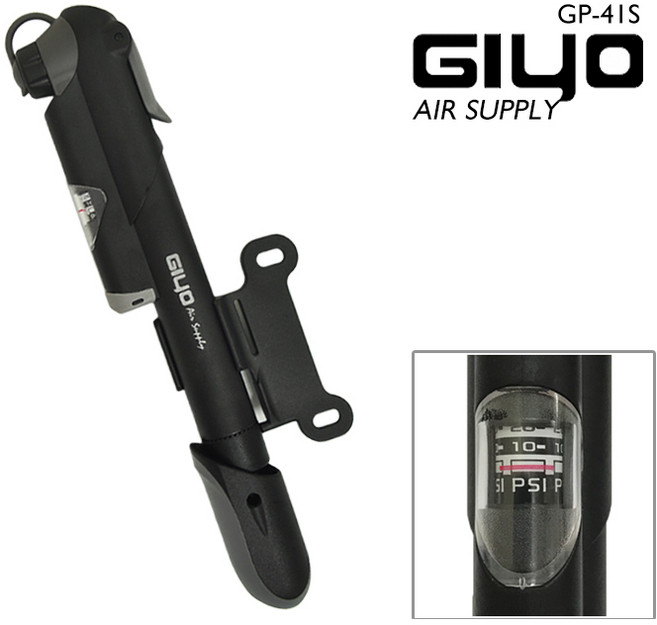 GIYO GP-41S 攜帶型打氣筒 附壓力錶 美/法嘴適用 台灣製造, 1個