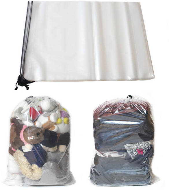 끈조임 투명 두꺼운 비닐봉투 60X70cm, 10개