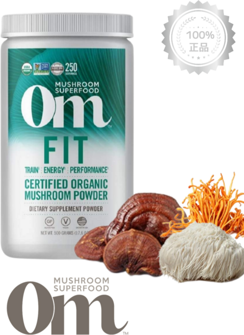 옴 머쉬룸 버섯 분말 핏 500g 동충하초 영지버섯 노루궁뎅이버섯 함유 에너지 부스트, 1개, 기본