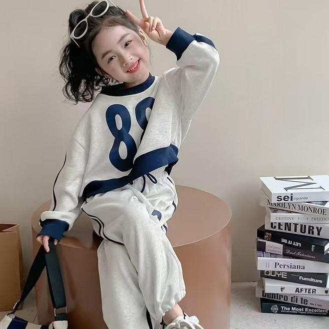 ZPEIZ 여아 아동 븜 가을 초등학생 긴팔 긴바지 상하복 세트