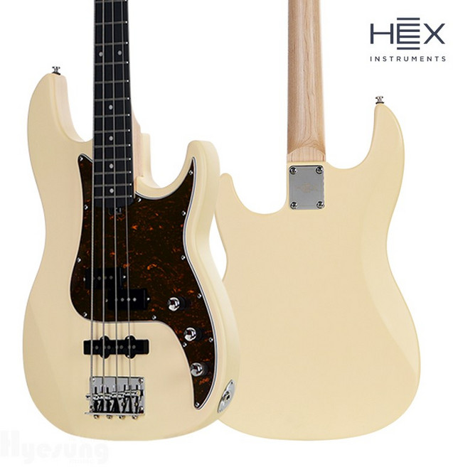 헥스 베이스기타 RB100 VC 빈티지크림 / PJ 베이스 입문용 연습용 / 헤드폰앰프외 풀구성품세트, 1개