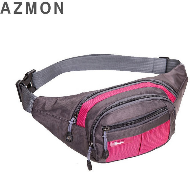 AZMON 멀티 포켓 미니 힙색가방 다용도 방수 크로스백 35cm x 14cm x 15cm 남여공용 2.5L, 핑크, 1개