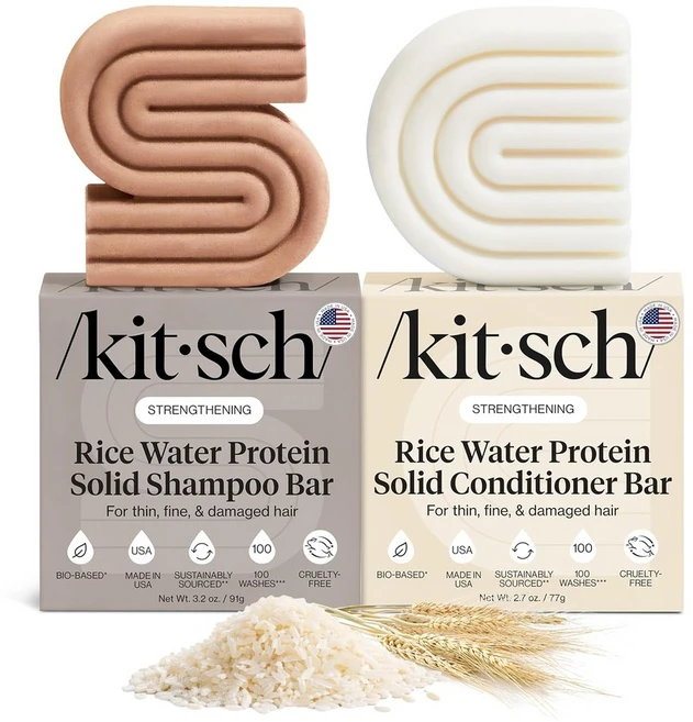 미국직배송 Kitsch 키치 고체 샴푸 컨디셔너 세트 라이스워터 프로틴 모발 성장 - 쿠팡