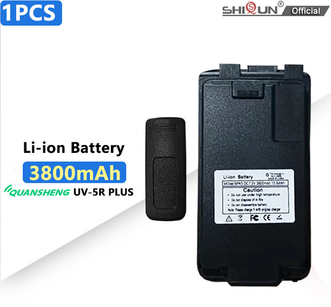 UV-K6 워키토키용 충전식 리튬 이온 배터리 5R 플러스 Quansheng DC 7.2V 3800mAh BPK5, 4) 1-3800mAh-1Clip, 1개
