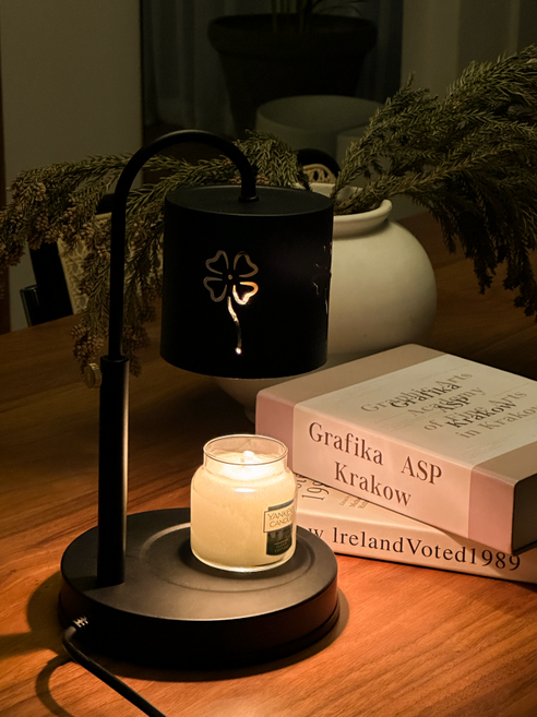 (국내산 빛조절) 클로버 높이조절 캔들워머 단품, 블랙