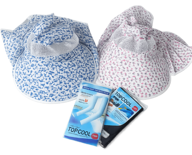 자외선차단 팔토시 썬캡 세트 텃밭 갯벌 야외활동 필수템 농촌 부모님 효도템, 1세트, 2색 혼용 랜덤