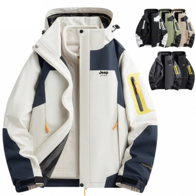 지프스피릿 남녀공용 3in1 바람막이+후리스 내피세트 아웃도어 방수점퍼 바람막이 후드집업 JW553-1