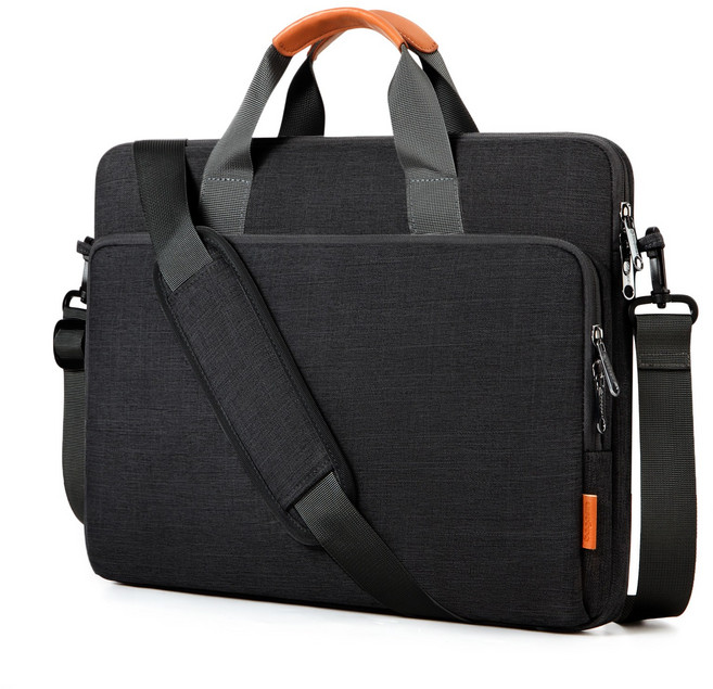 bagasin 노트북가방 서류 대용량 방수 파우치 숄더백 가벼운 맥북 삼성 보조배터리 수납정리 여행출장용 핸드백 초경량화 15-17인치, 블랙, 1개