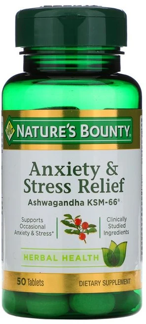 Nature's Bounty 네이쳐스 바운티 아슈와간다 ksm66 테아닌 Ashwagandha 위다놀라이드 Withanolides 채식주의자 vegeterian 비건, 50정, 1개 - 쿠팡