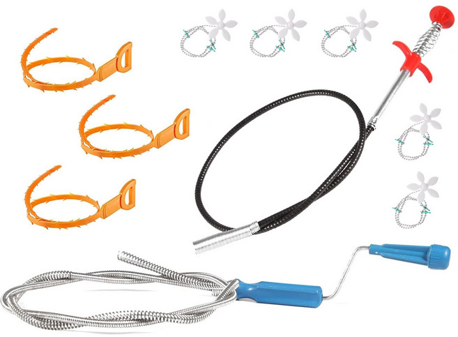 LYRHIX 세면대머리카락제거기 배수구청소솔 세면대집게 배수구뚫기 drainsnake 가정용필수배수관청소기3세트