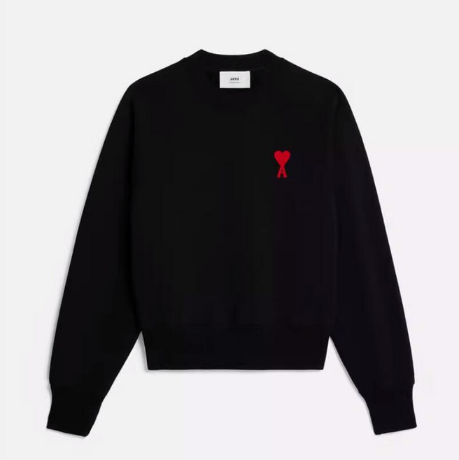 6위 - 아미 남성 스몰 하트 루프백 코튼 맨투맨(블랙) USW004 747 009, 블랙(Black)
