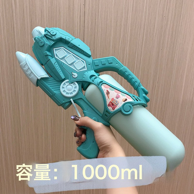 大童成人超大號加特林水槍玩具抽拉打氣嗞滋大容量戲水漂流潑水節, 1個, 42釐米馬卡綠色水槍1000ml:1個, 1片