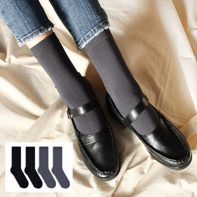 도톰한 마이크로 무지 스타킹 양말 4켤레 세트