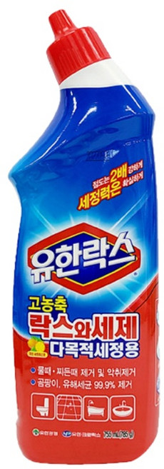 유한락스 변기세정제 2배점도 욕실 묵은때 강력제거 살균 청소세제, 755ml (시트러스향) 1개, 755ml