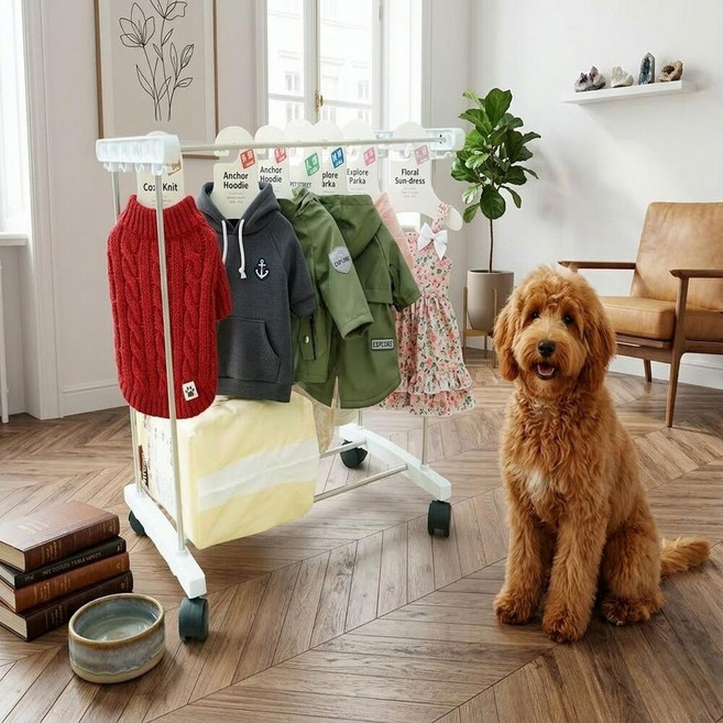강아지 이동식 옷 행거 옷장 고양이 펫 반려견 반려동물 애견 옷걸이 옷정리 선반 1단