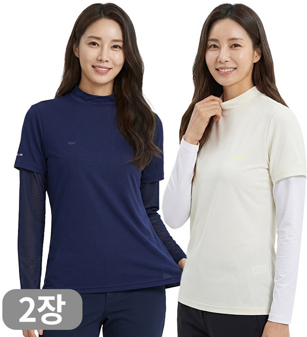 디퍼디 여성 프리미엄 냉감 반목 쿨티 쿨토시 일체형 티셔츠 스포츠 골프웨어 등산 작업복 2장세트
