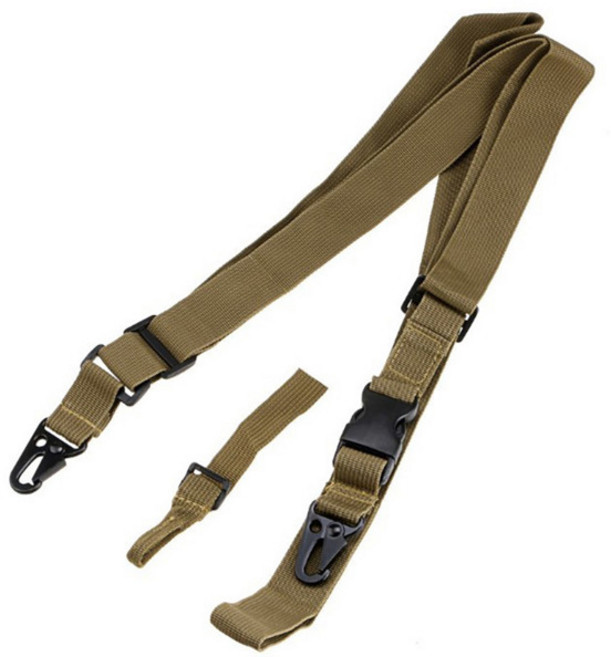 야외 3 포인트 슬링 어깨 스트랩 조정 가능한 야외 소총 슬링 어깨 스트랩 금속 버클 벨트 사냥, [02] khaki, 1개