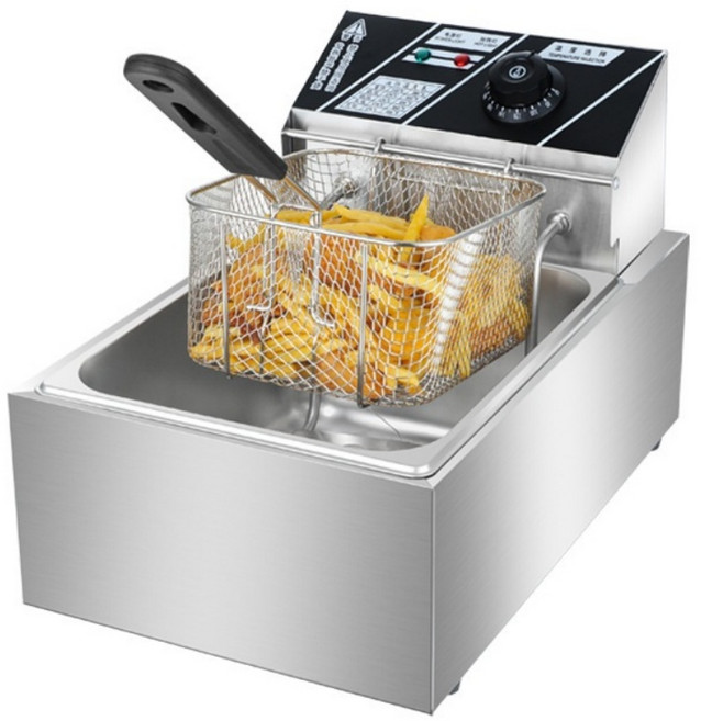 10L 旗艦款深油炸鍋 220V 2500W 溫度調節 60-200°C, 定時款-單缸單篩6L-110V-H插頭