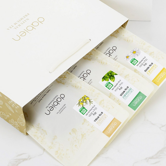 [고급 쇼핑백 증정]다비앙 유기농 건강차 3종 세트 캐모마일 페머민트 루이보스, 1개