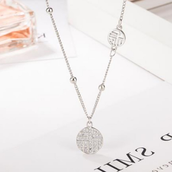 긍정샵 14K 라운드체크 목걸이