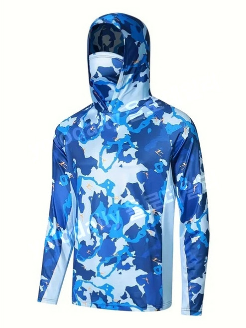 남성 마스크일체형 후드티 낚시 셔츠 야외 낚시상의 자외선 차단, 3XL, MZ-23