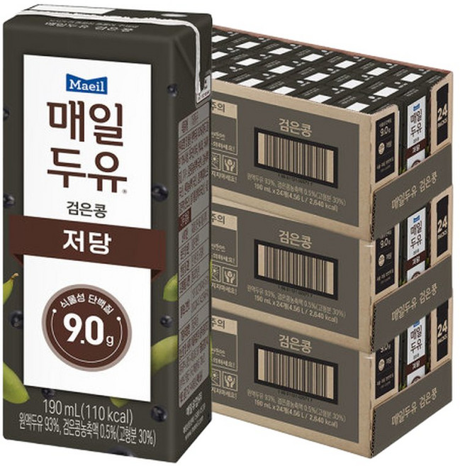 매일두유 검은콩 식물성단백질 두유 190ml 24개입 3개, 72개