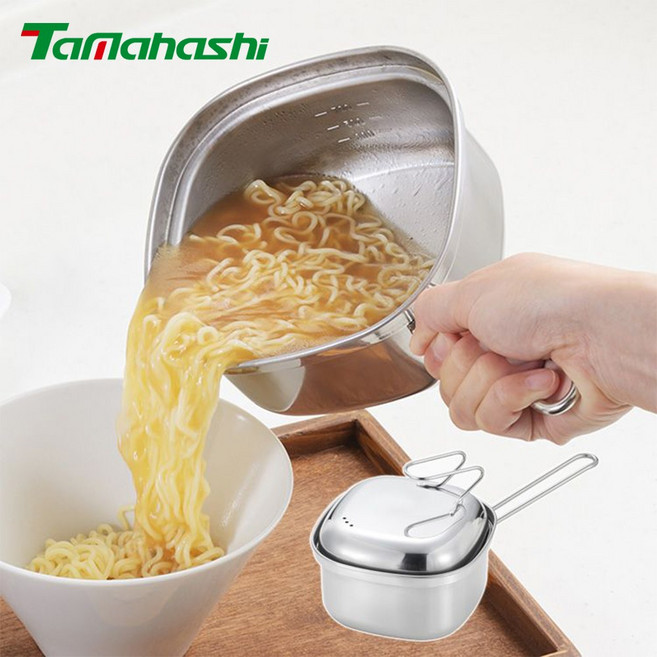 일본 타마하시 스텐 다용도 사각 냄비 편수 라면 면요리 찌개 국물 찜, 1개, 본상품
