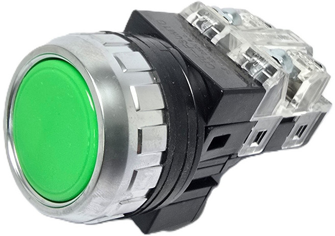 한영 제어용 푸쉬버튼 스위치 30mm 녹색 산업용스위치 CRF-F30M1G, 1개