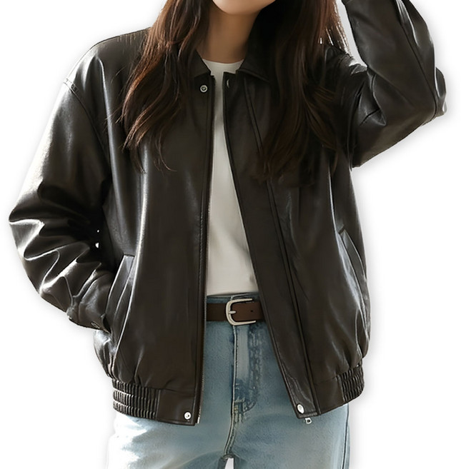 메리앤유 소프트 페이크 레더 루즈핏 라이더 점퍼 자켓 간절기 아우터