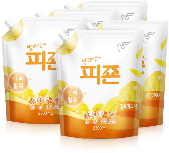 피죤 섬유유연제 옐로미모사 리필, 2.3L, 5개