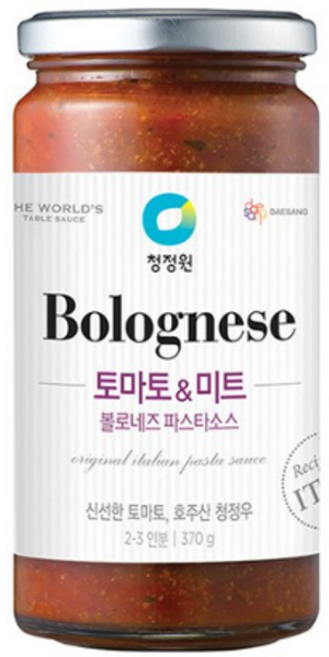 청정원 볼로네즈 파스타소스 토마토&미트, 370g, 14개