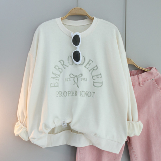 달콩 여성 빅사이즈 봄신상 EST자수레터링오버핏맨투맨