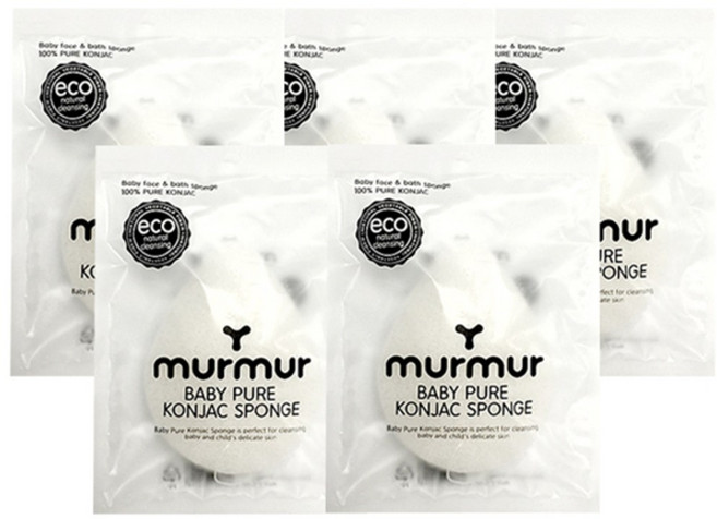 머머 베이비 퓨어 곤약 스폰지 물방울 유아목욕스펀지, 물방울 건조형, 5개