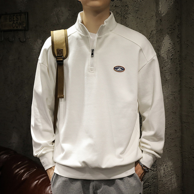 남성 반집업 하이넥 긴팔 맨투맨 캐주얼 데일리 오버사이즈 봄 가을 베이직 아우터