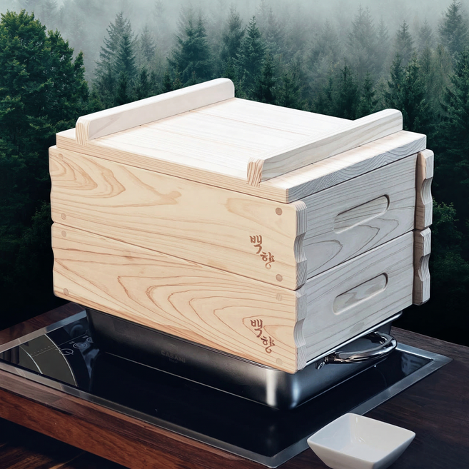 백향 편백나무찜기 세이로무시 1단 2단 히노끼 풀세트 중형, 중형 2단(300X260X260mm), 1개