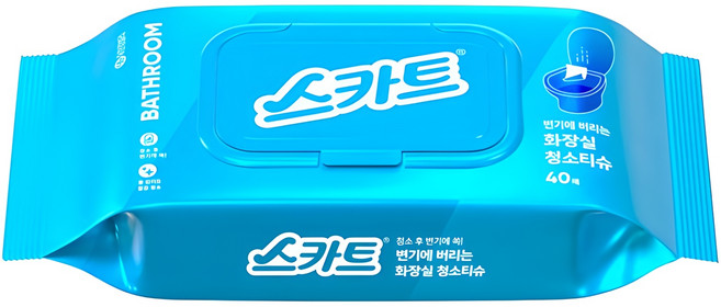 스카트 변기에 버리는 화장실 청소티슈 40매, 1개