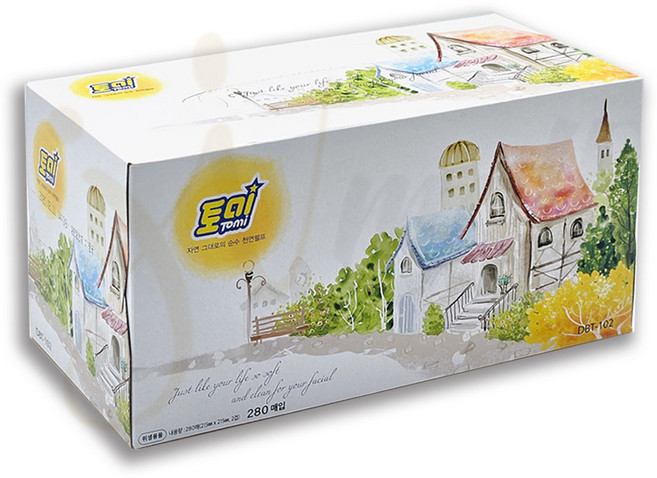 토미 미용티슈 각티슈 천연펄프 무형광 DBT-102, 280매, 1개