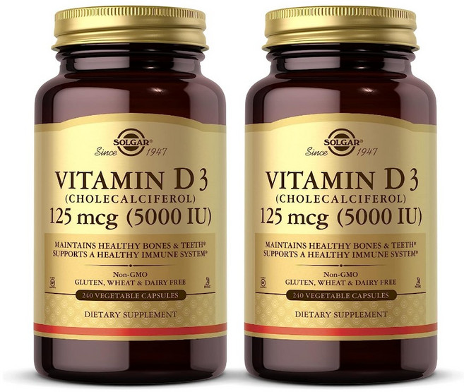 솔가 비타민D 5000IU 240캡슐 X 2통 Vitamin D3, 240정, 2개