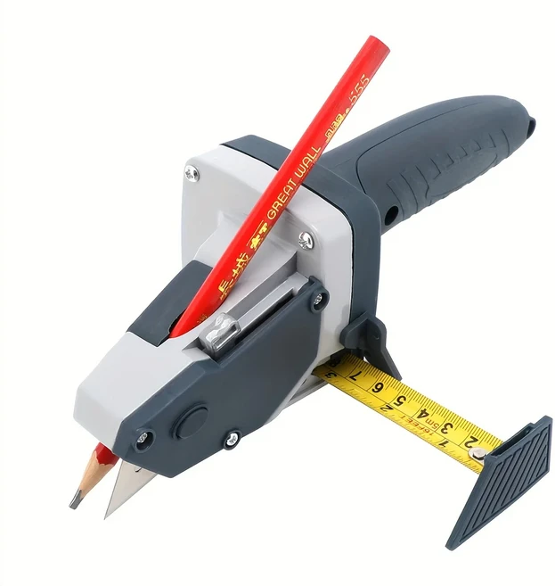 석고보드 절단 도구 석고보드 커터 (줄자 포함) 커터 연필 및 칼날 5개 세트, 01 Blue, 1개