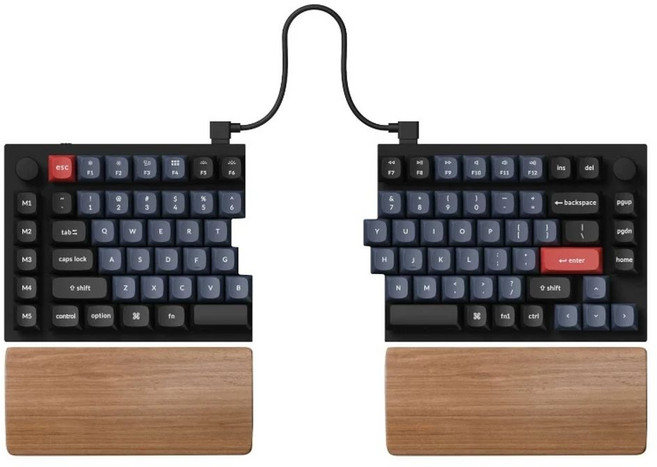 키크론 호두나무 손목받침대 천연 원목 팜레스트 사무용 키보드 손목 보호대, 월넛손목받침대-Q11호환-PR25, 1개