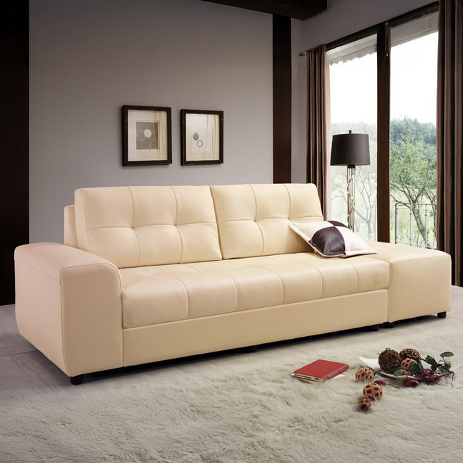 서광퍼니처 국내제작100% 헤르본 라텍스폼 3인용 가죽 소파 sk, 크림베이지