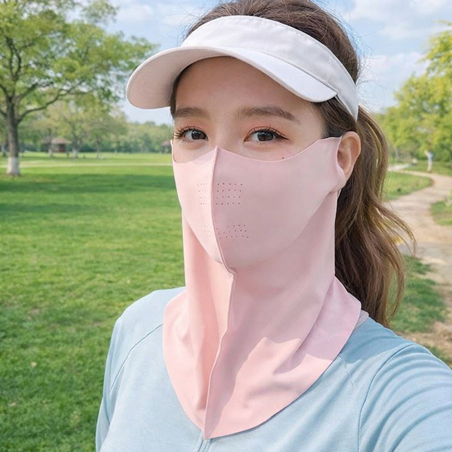 누아벨르 여성용 자외선차단 냉감 스포츠 마스크 햇빛가리개 넥페이스가드, 1개, 핑크