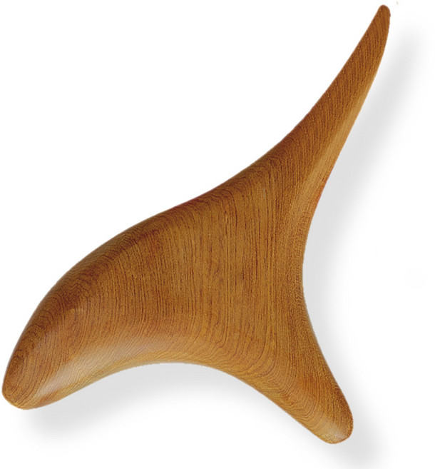 나무 괄사 지압봉 마사지기 두피 발 승모근 림프순환 이완, 1개, 버건디