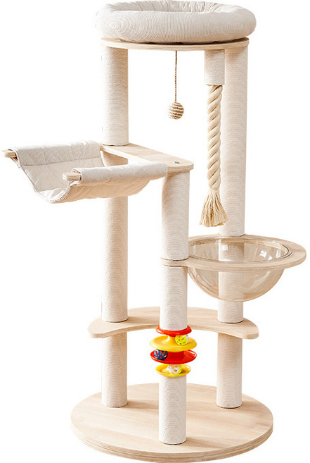 아그다 3단 원목 전망대 투명 해먹 올인원 캣타워, 1개