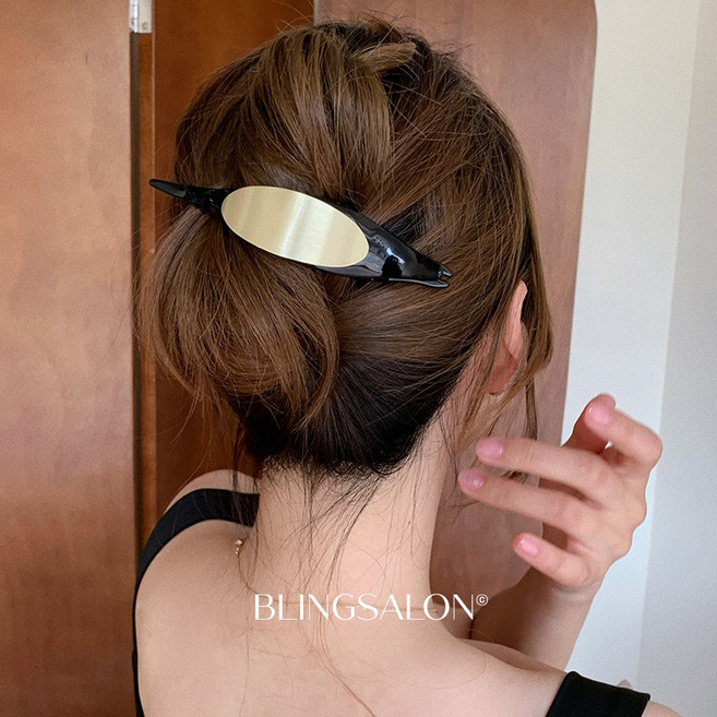블링살롱 블랙버드 골드 무광 메탈 장식 빅 머리집게핀 2타입 숱많은 올림머리 대형 악어핀 프랑스핀 고급 빅 헤어집게핀