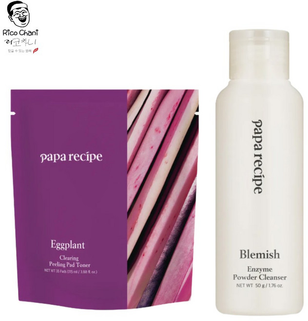 리코차니몰 파파레서피 [SET] 블레미쉬 효소 파우더 클렌저 50g+가지 패드(35매) 1세트