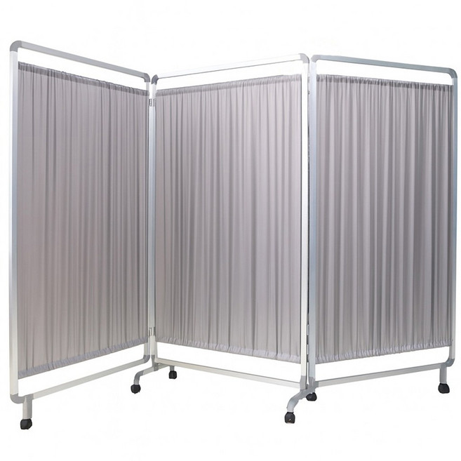 이동식 접이식 스탠드형 파티션 바퀴형 병원 요양원 진료실 가림막 칸막이 3단 2540, 솔리드그레이/일반천