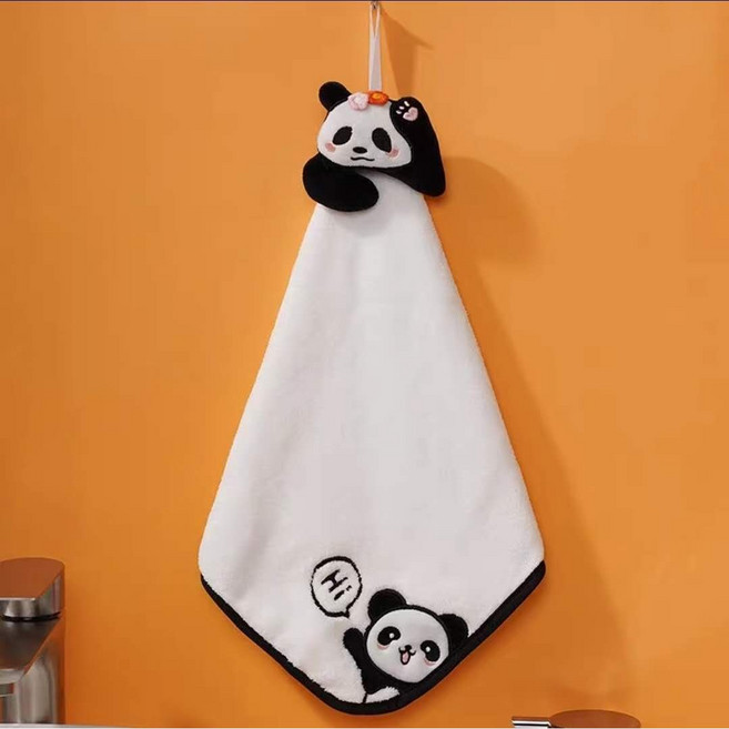 조하네샵 극세사 동물 인형 고리수건 핸드타올 빈티지 주방타올, 1개, 6. 판다